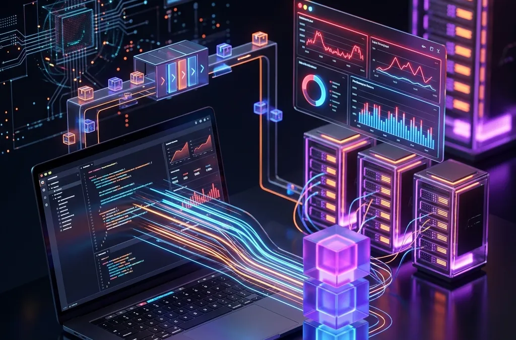 Abstract illustration of AWS SQS, Kinesis, and JMeter testing with LocalStack