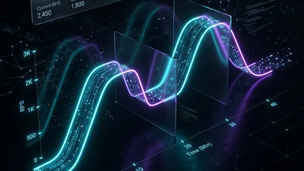 Abstract visualization of JMeter's Throughput Shaping Timer for realistic load profiles