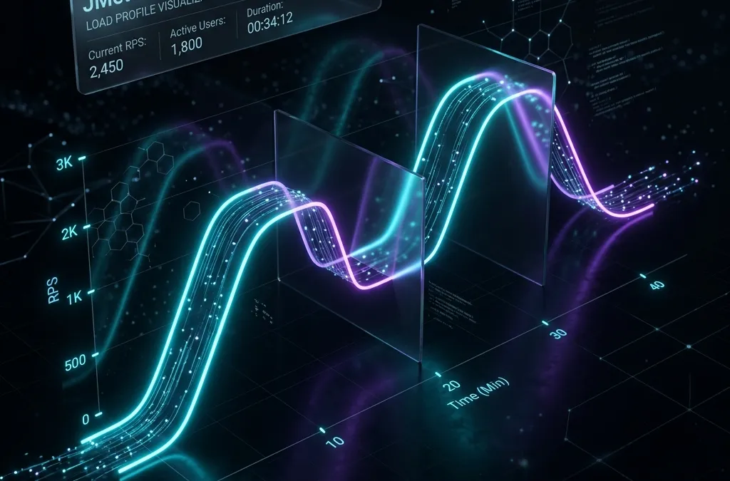 Abstract visualization of JMeter's Throughput Shaping Timer for realistic load profiles